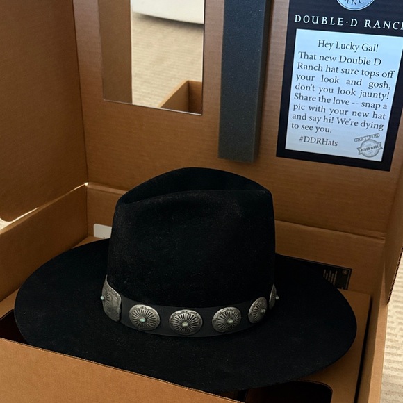 Double D Ranch Badlands rancher hat turquoise silver concho black - Picture 10 of 10